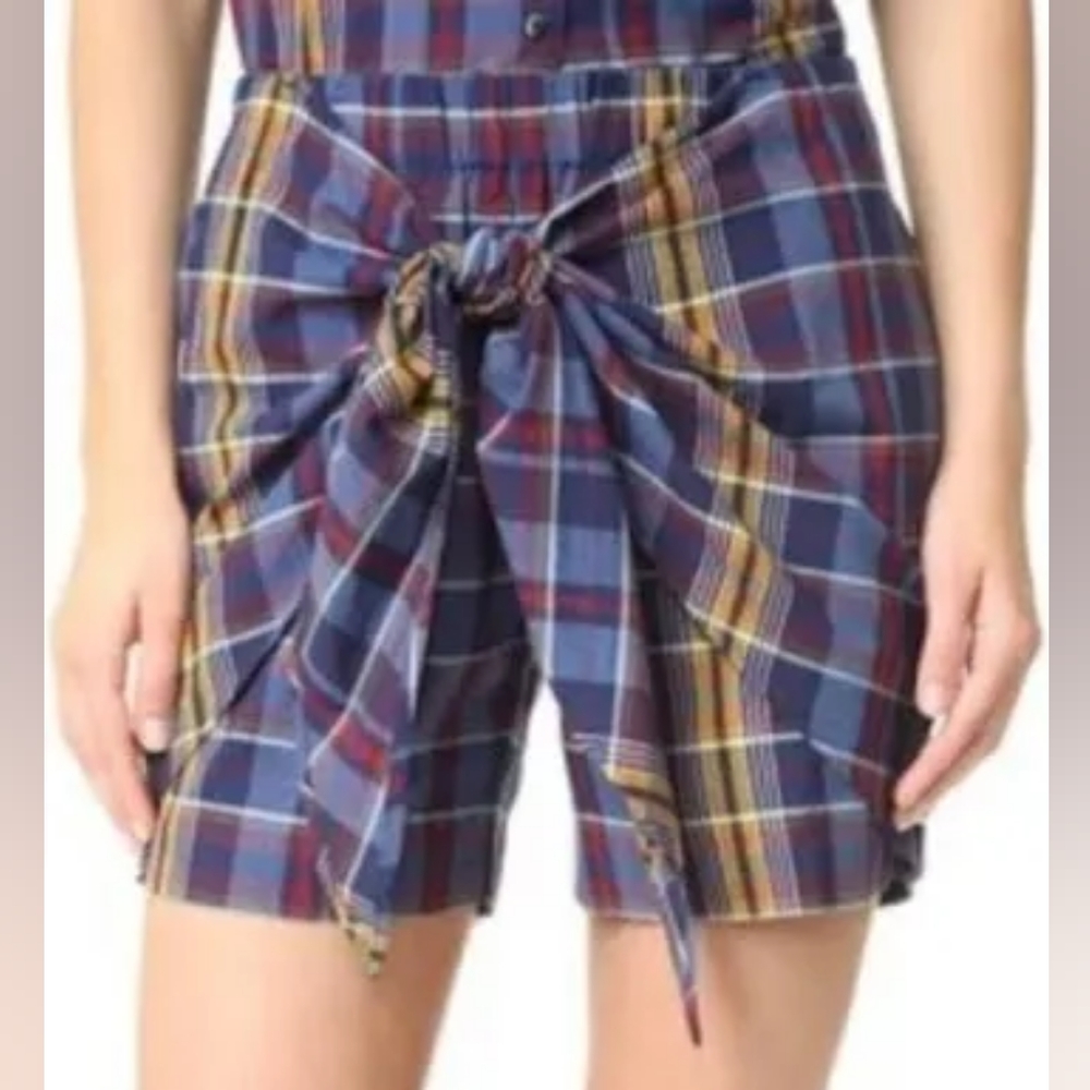Madewell HR Wrap Waist Plaid Tie Shorts XXS